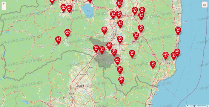 福島県のコメリの店舗地図