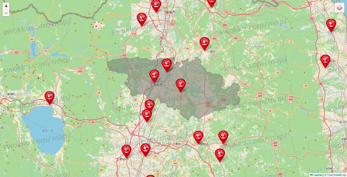 福島県のコメリの店舗地図