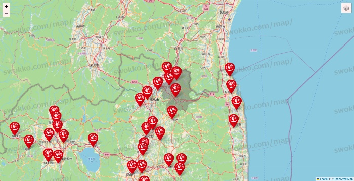 福島県のコメリの店舗地図