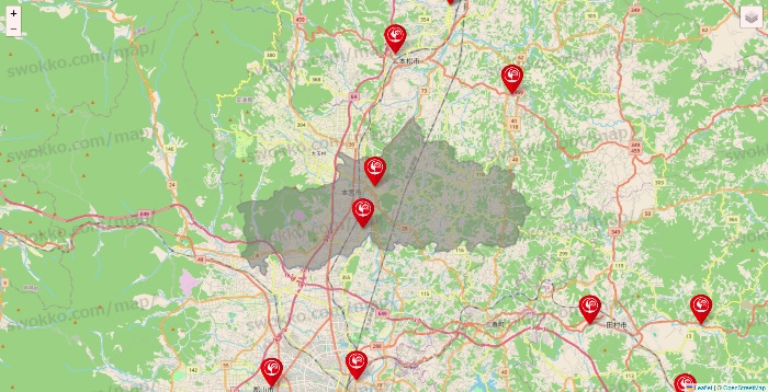 福島県のコメリの店舗地図