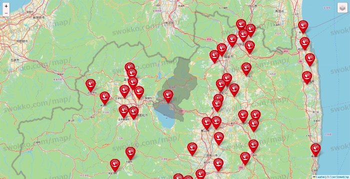 福島県のコメリの店舗地図