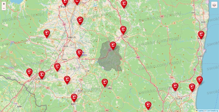 福島県のコメリの店舗地図