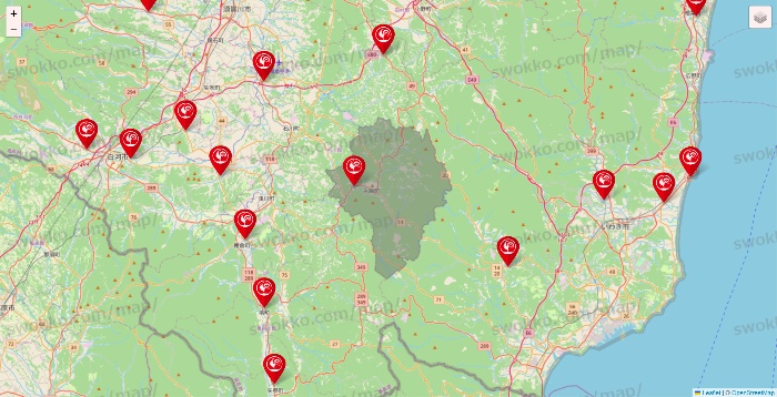 福島県のコメリの店舗地図