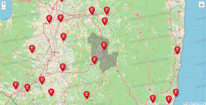 福島県のコメリの店舗地図