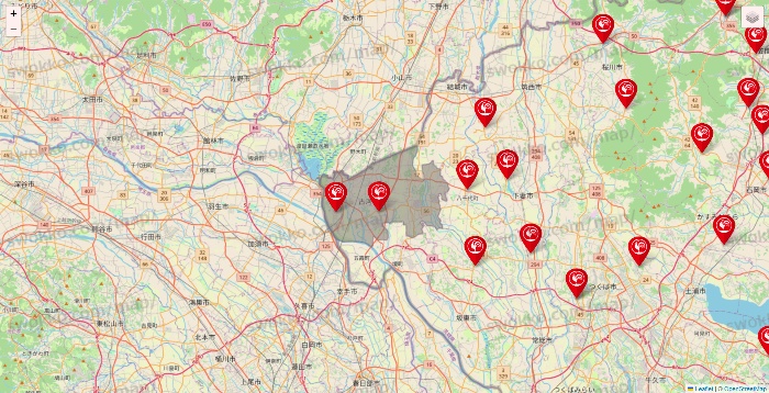 茨城県のコメリの店舗地図