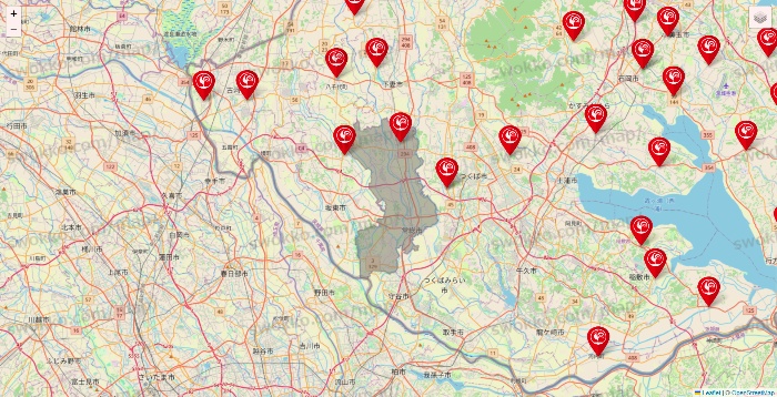 茨城県のコメリの店舗地図