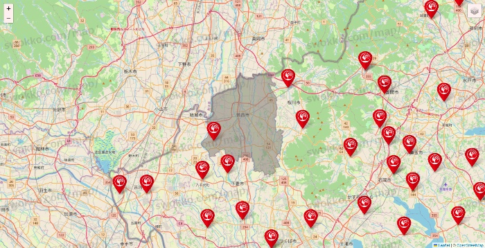 茨城県のコメリの店舗地図