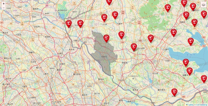 茨城県のコメリの店舗地図