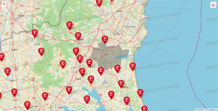 茨城県のコメリの店舗地図