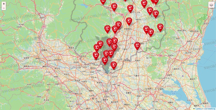 栃木県のコメリの店舗地図