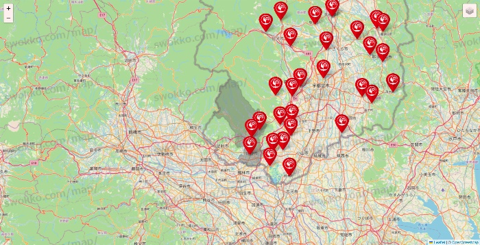 栃木県のコメリの店舗地図