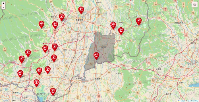 栃木県のコメリの店舗地図