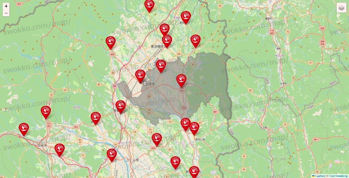 栃木県のコメリの店舗地図