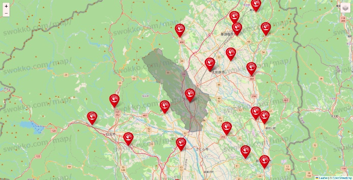 栃木県のコメリの店舗地図
