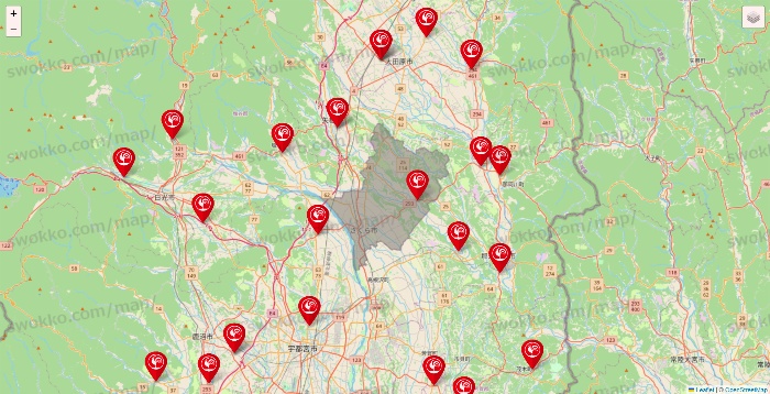 栃木県のコメリの店舗地図