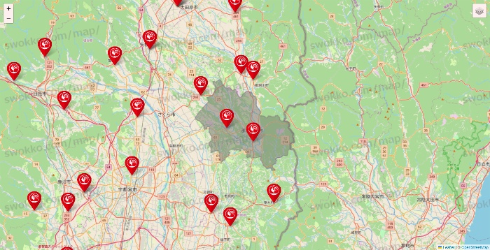 栃木県のコメリの店舗地図