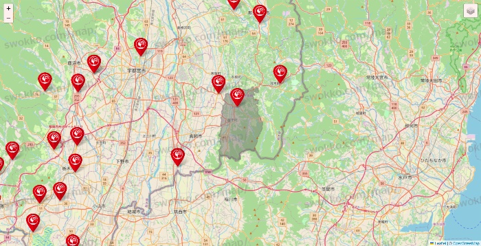 栃木県のコメリの店舗地図