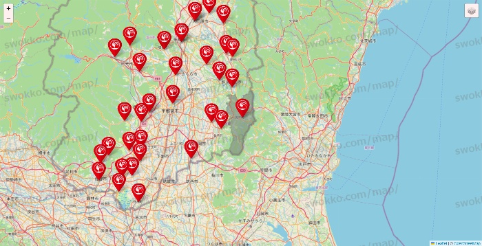栃木県のコメリの店舗地図