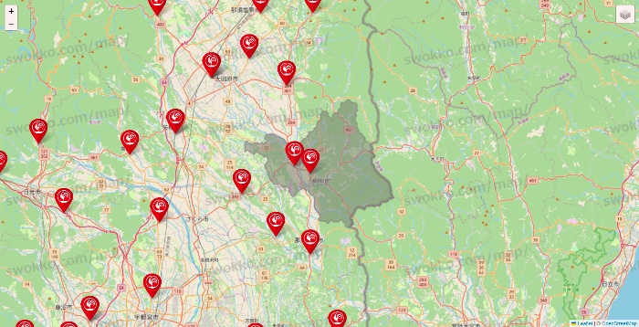 栃木県のコメリの店舗地図