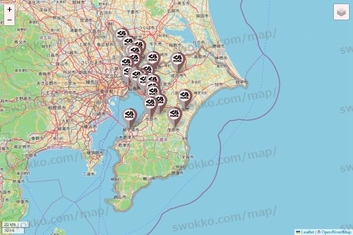 千葉県のくら寿司の店舗地図
