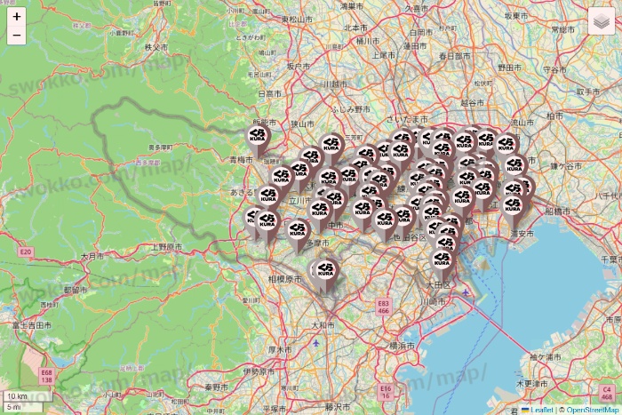 東京都のくら寿司の店舗地図