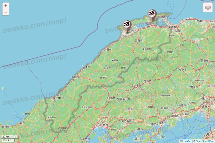 島根県のくら寿司の店舗地図
