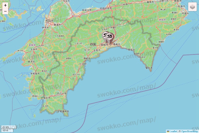 高知県のくら寿司の店舗地図