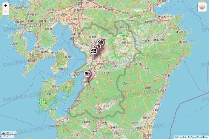 熊本県のくら寿司の店舗地図