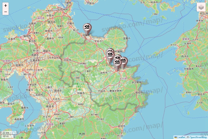 大分県のくら寿司の店舗地図