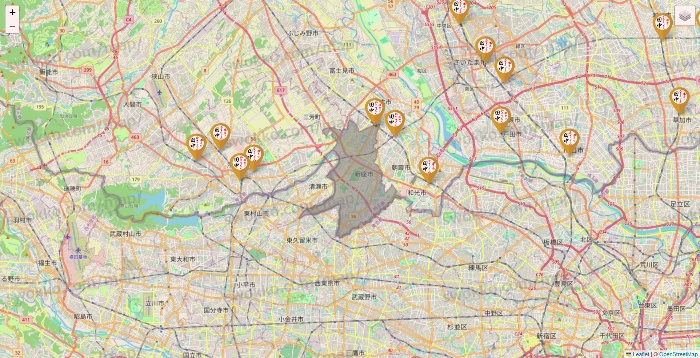 埼玉県の串カツ田中の店舗地図