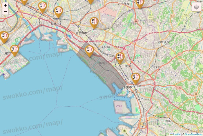 千葉県の串カツ田中の店舗地図