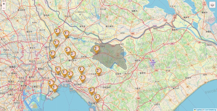 千葉県の串カツ田中の店舗地図