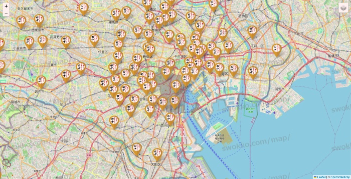 東京都の串カツ田中の店舗地図