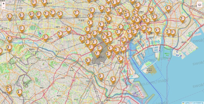 東京都の串カツ田中の店舗地図