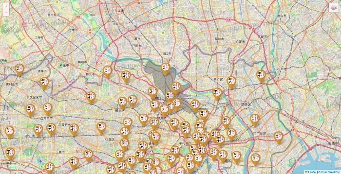 東京都の串カツ田中の店舗地図