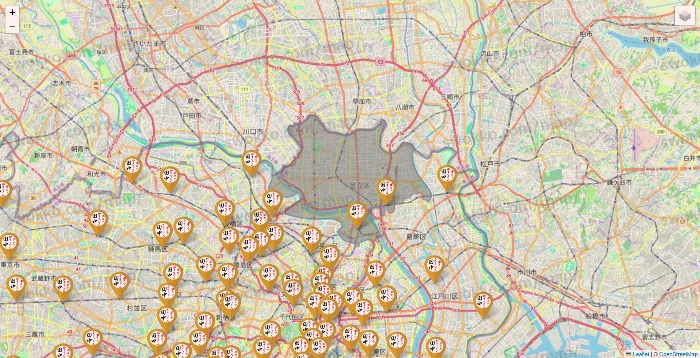 東京都の串カツ田中の店舗地図