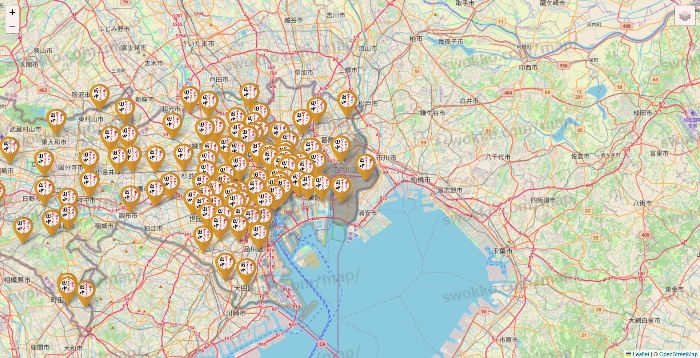 東京都の串カツ田中の店舗地図