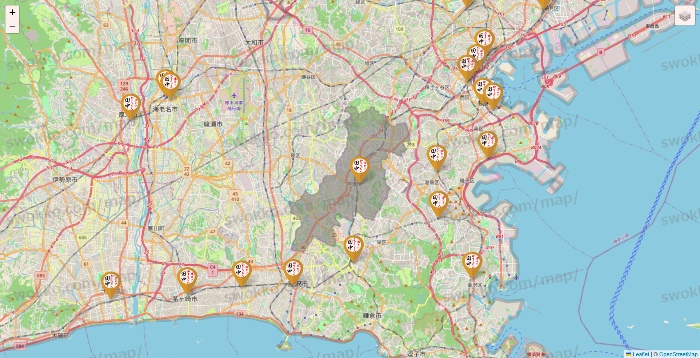 神奈川県の串カツ田中の店舗地図