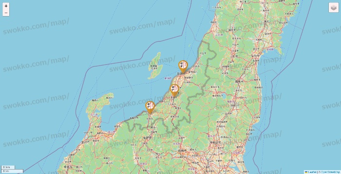 新潟県の串カツ田中の店舗地図