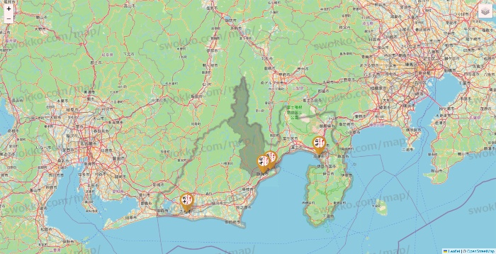 静岡県の串カツ田中の店舗地図