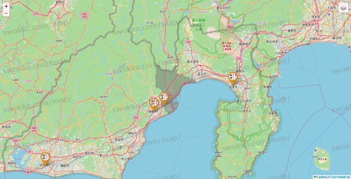 静岡県の串カツ田中の店舗地図