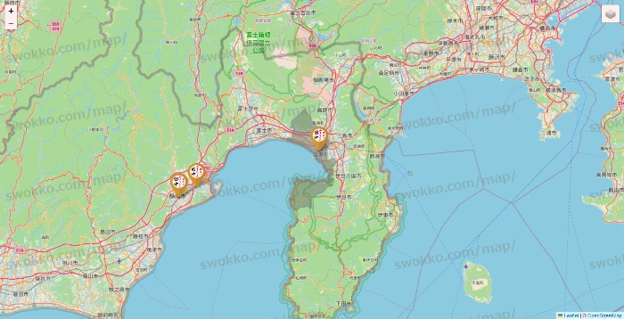 静岡県の串カツ田中の店舗地図