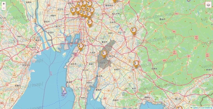 愛知県の串カツ田中の店舗地図