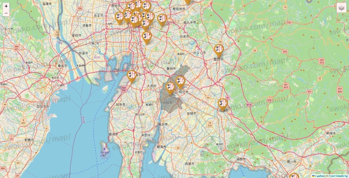 愛知県の串カツ田中の店舗地図