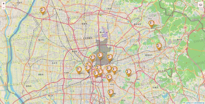 愛知県の串カツ田中の店舗地図