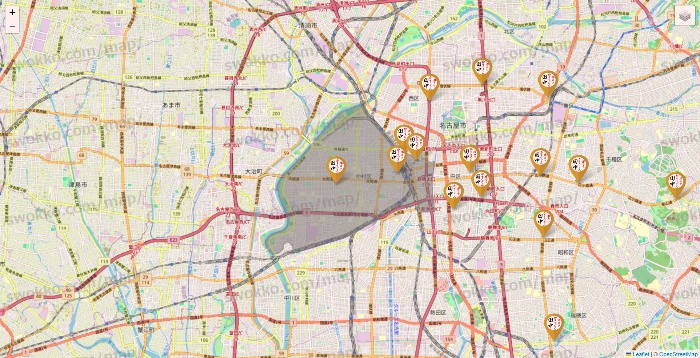 愛知県の串カツ田中の店舗地図