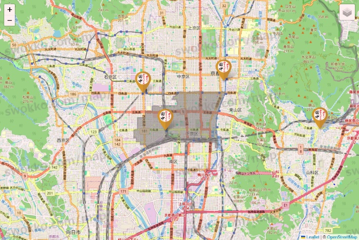 京都府の串カツ田中の店舗地図