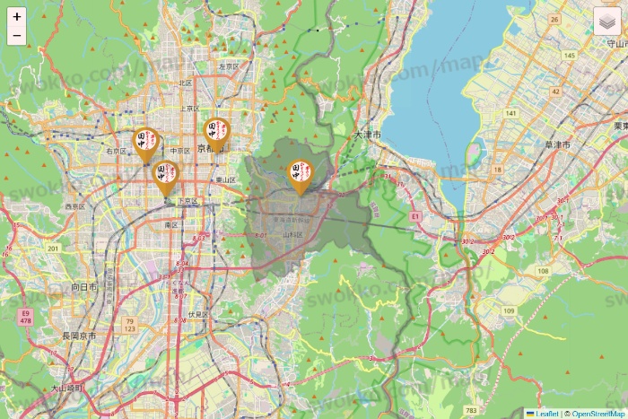 京都府の串カツ田中の店舗地図