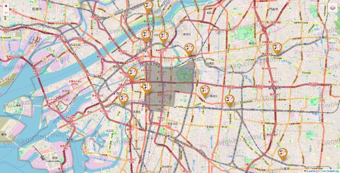 大阪府の串カツ田中の店舗地図