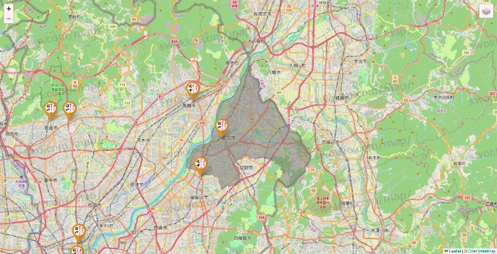 大阪府の串カツ田中の店舗地図